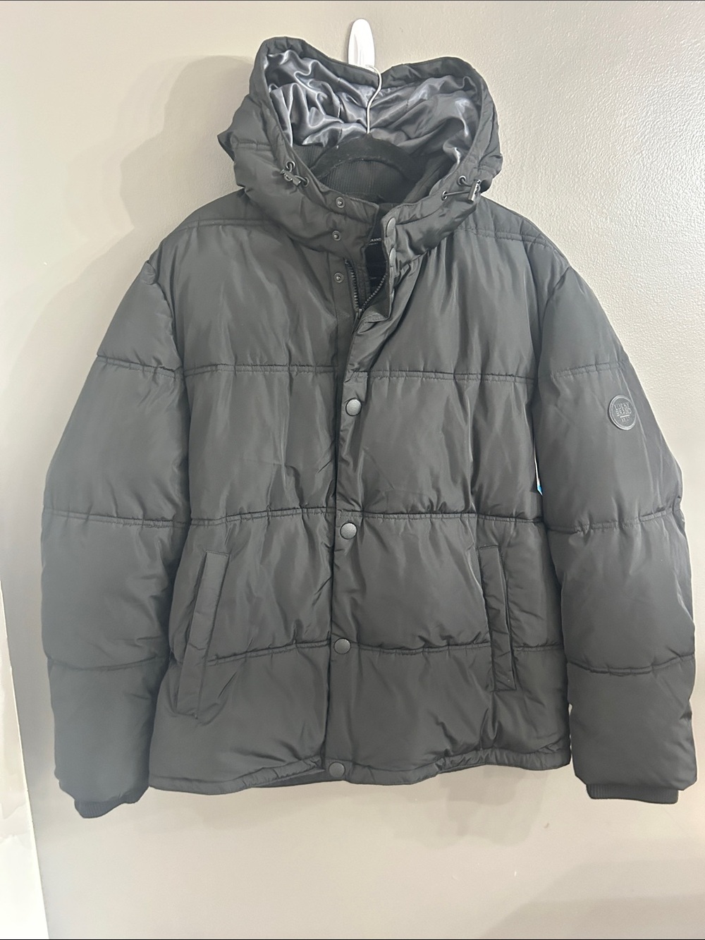 Lucky Brand Men's Black Hooded Puffer Jacket